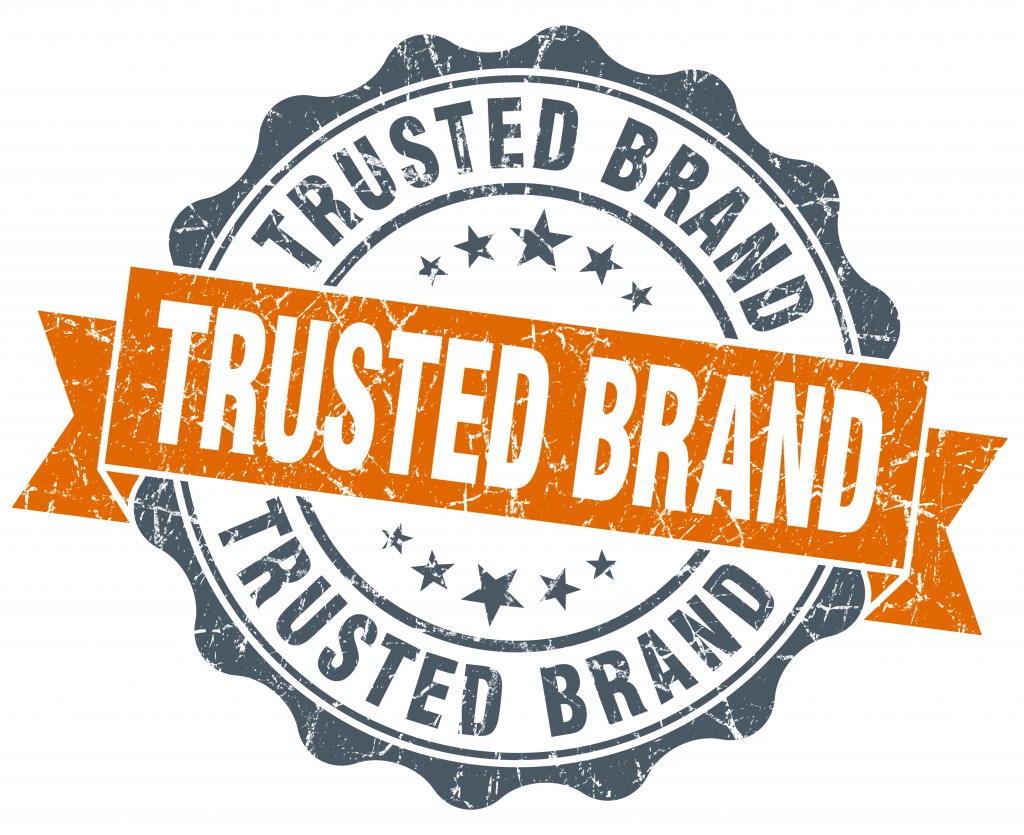 trusted brand vintage orange seal isolated on white