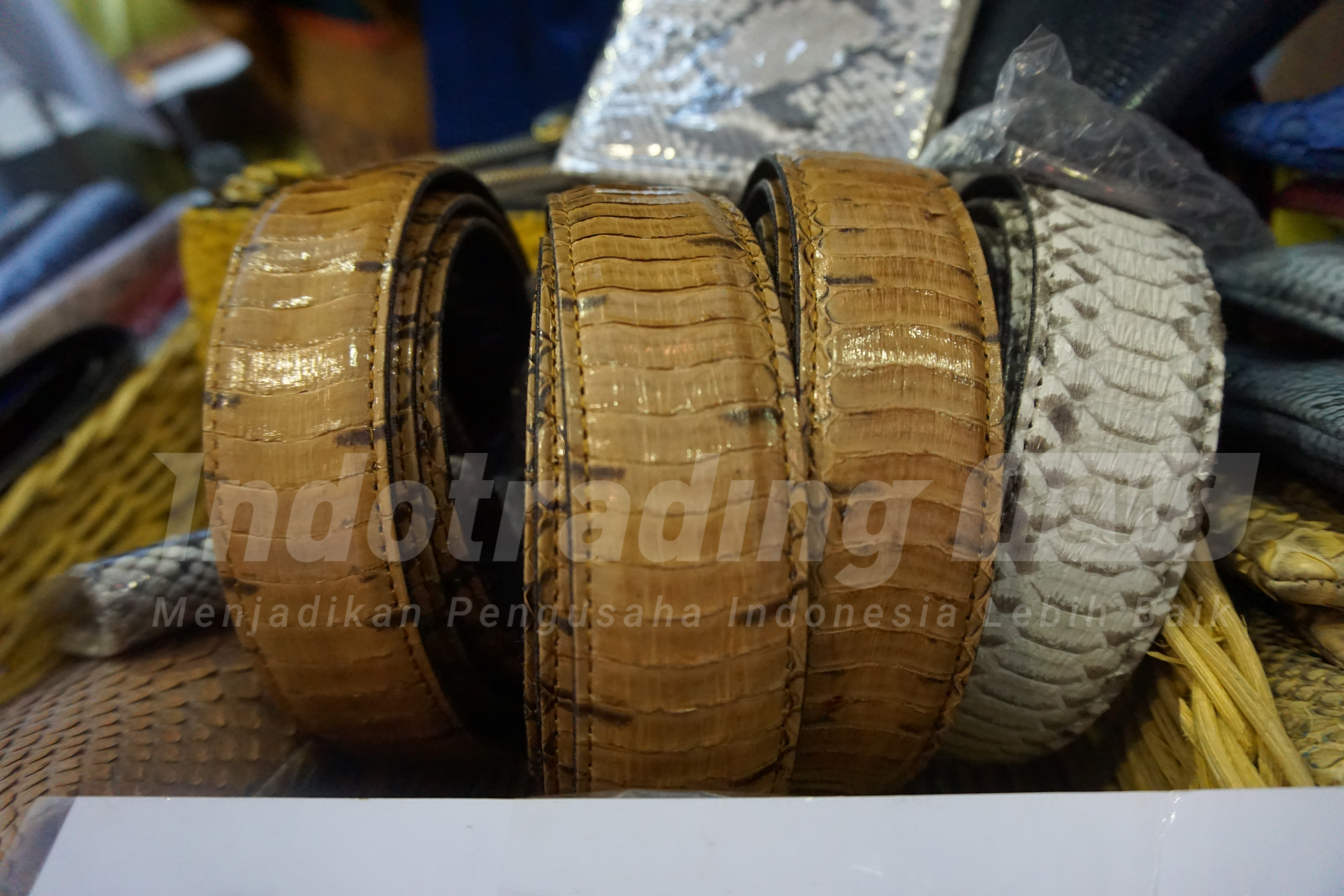 Foto: Ikat pinggang kulit ular Dania Handycraft karya Yeni Setiowati/Dok: indotrading.com.