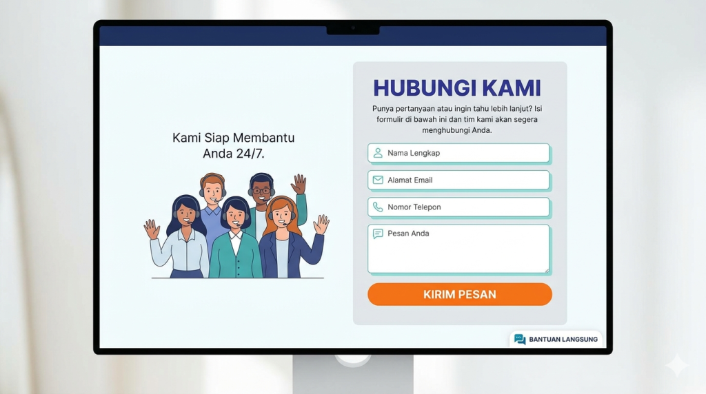 formulir kontak pada landing page.