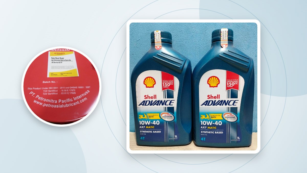 Botol oli motor dan drum pelumas dari distributor oli